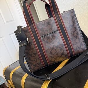 Coach Signature Brown and Black Messenger Bag
